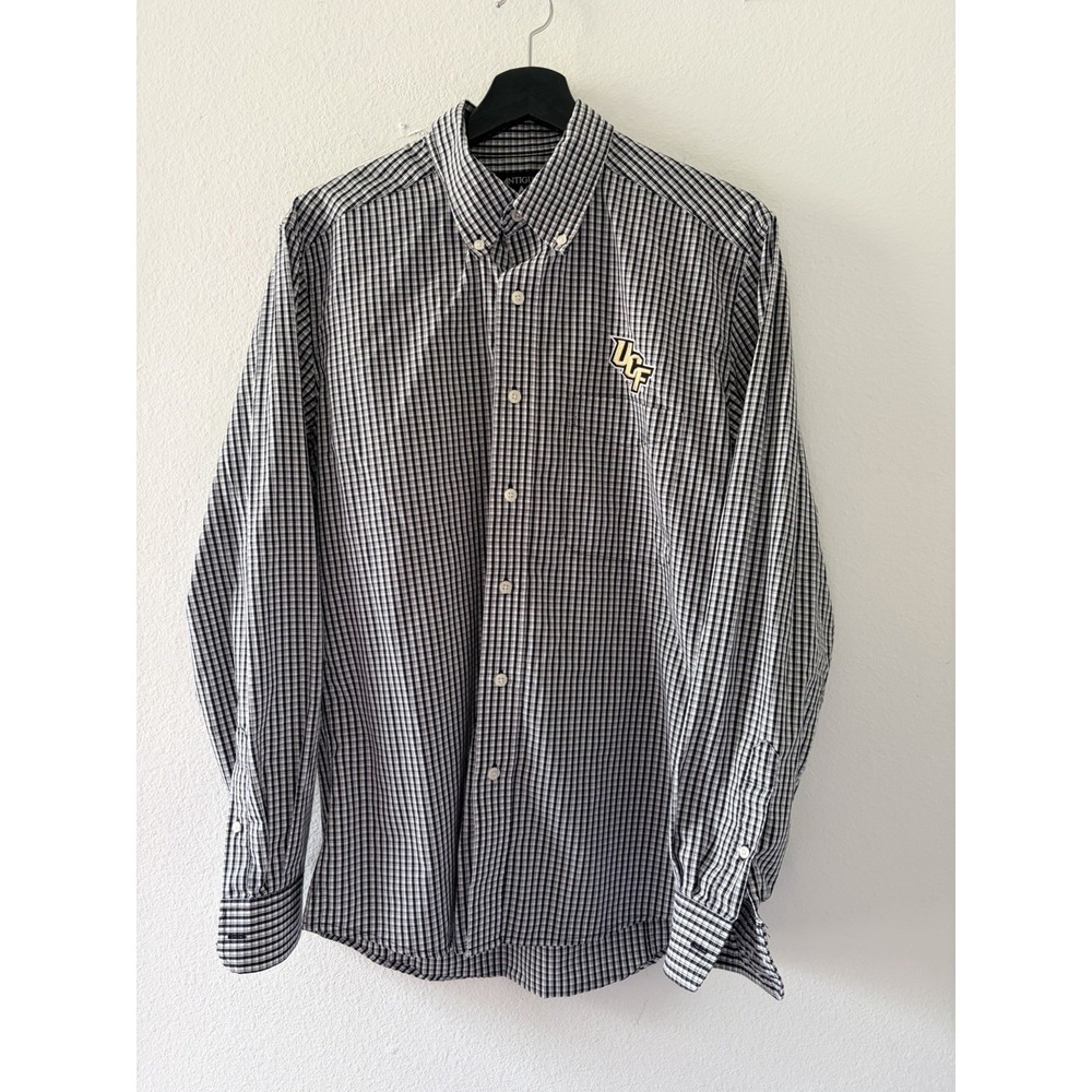 Antigua UCF Knights Long Sleeve Button Down Shirt Mens Medium Black Gingham